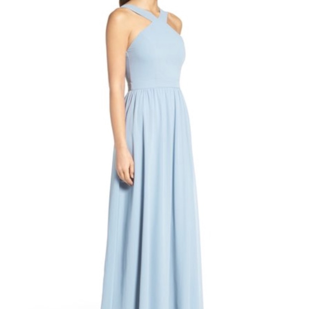 Lulus Cross Neck A-Line Chiffon Gown